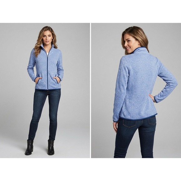Eddie Bauer Jackets & Blazers - Eddie Bauer Womens Medium M Blue Sweater Fleece Jacket Full Zip Periwinkle Marl